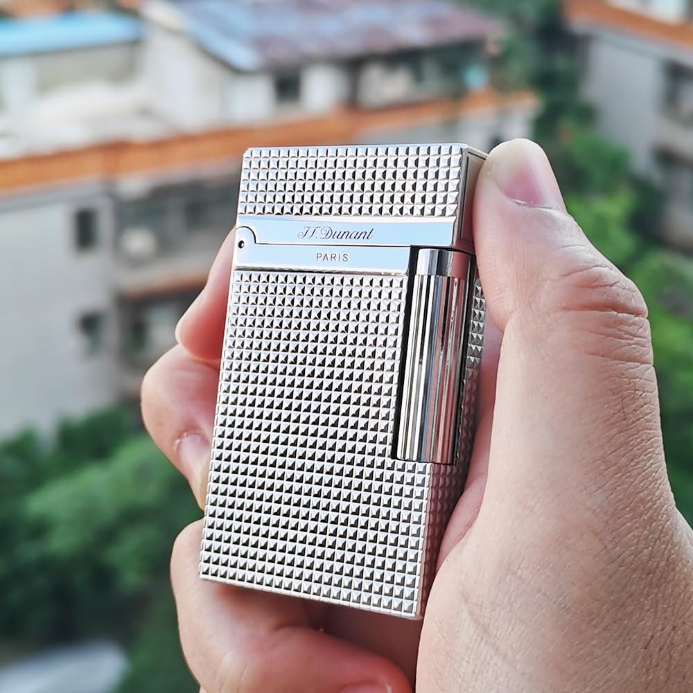 Classic Diamond Head Lighter, Ligne 2 Lighters, Adjustable Soft Flame, Ping Sound, Gift for Men Dad Boyfriend (Gold Single Flame)