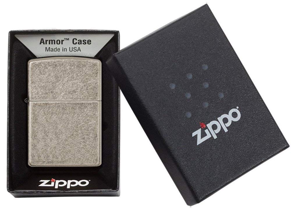 Zippo Antique Silver Plate Pocket Lighter - Windproof & Refillable Flip-Top Metal Lighter - Everyday Use Pocket Lighters - Luxury Lighters Made in USA