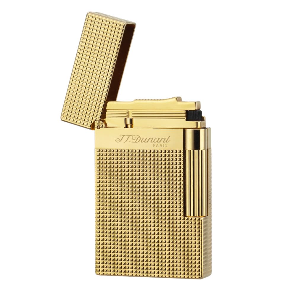 Classic Diamond Head Lighter, Ligne 2 Lighters, Adjustable Soft Flame, Ping Sound, Gift for Men Dad Boyfriend (Gold Single Flame)