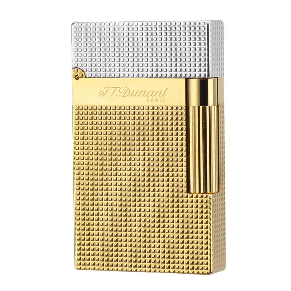 Classic Diamond Head Lighter, Ligne 2 Lighters, Adjustable Soft Flame, Ping Sound, Gift for Men Dad Boyfriend (Gold Single Flame)