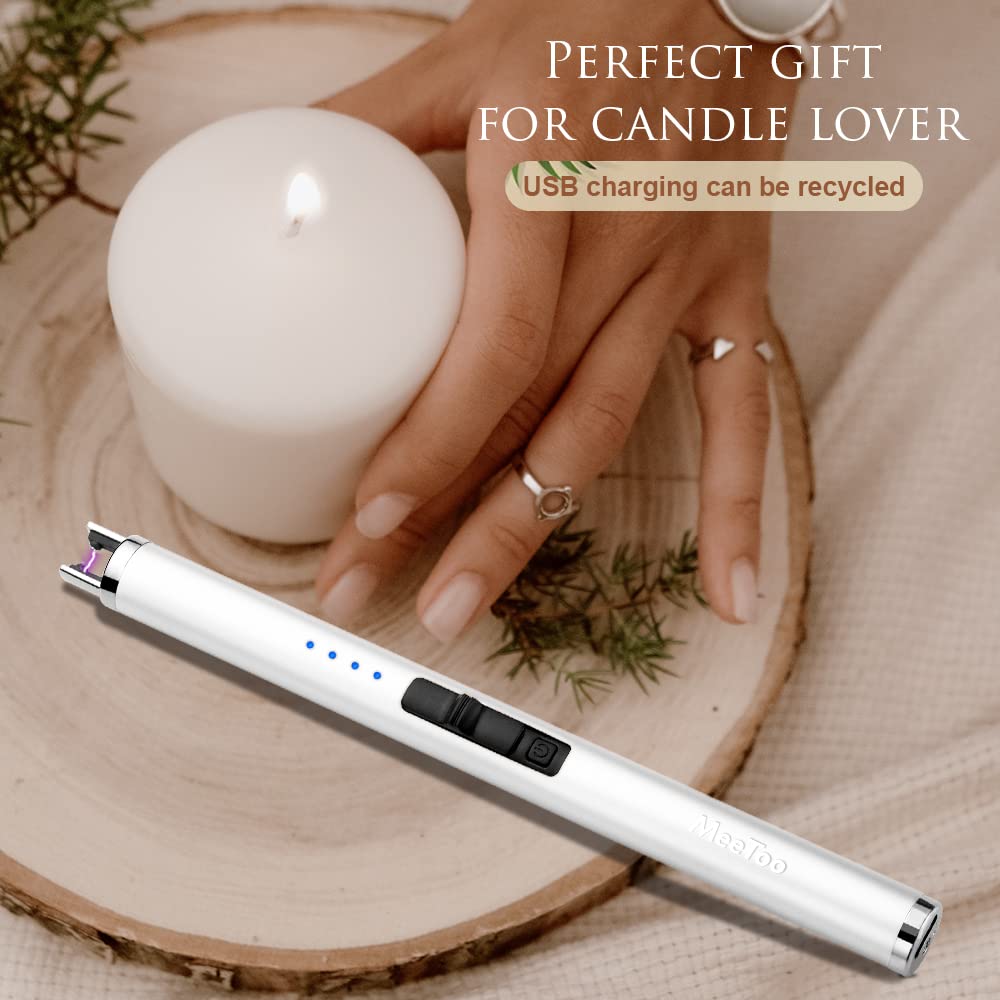 MeeToo Candle Electric Lighter Rechargeable USB Type-C Lighters for Candle Christmas Kitchen Camping Party, Gifts for Wife Women Men Nana Black
