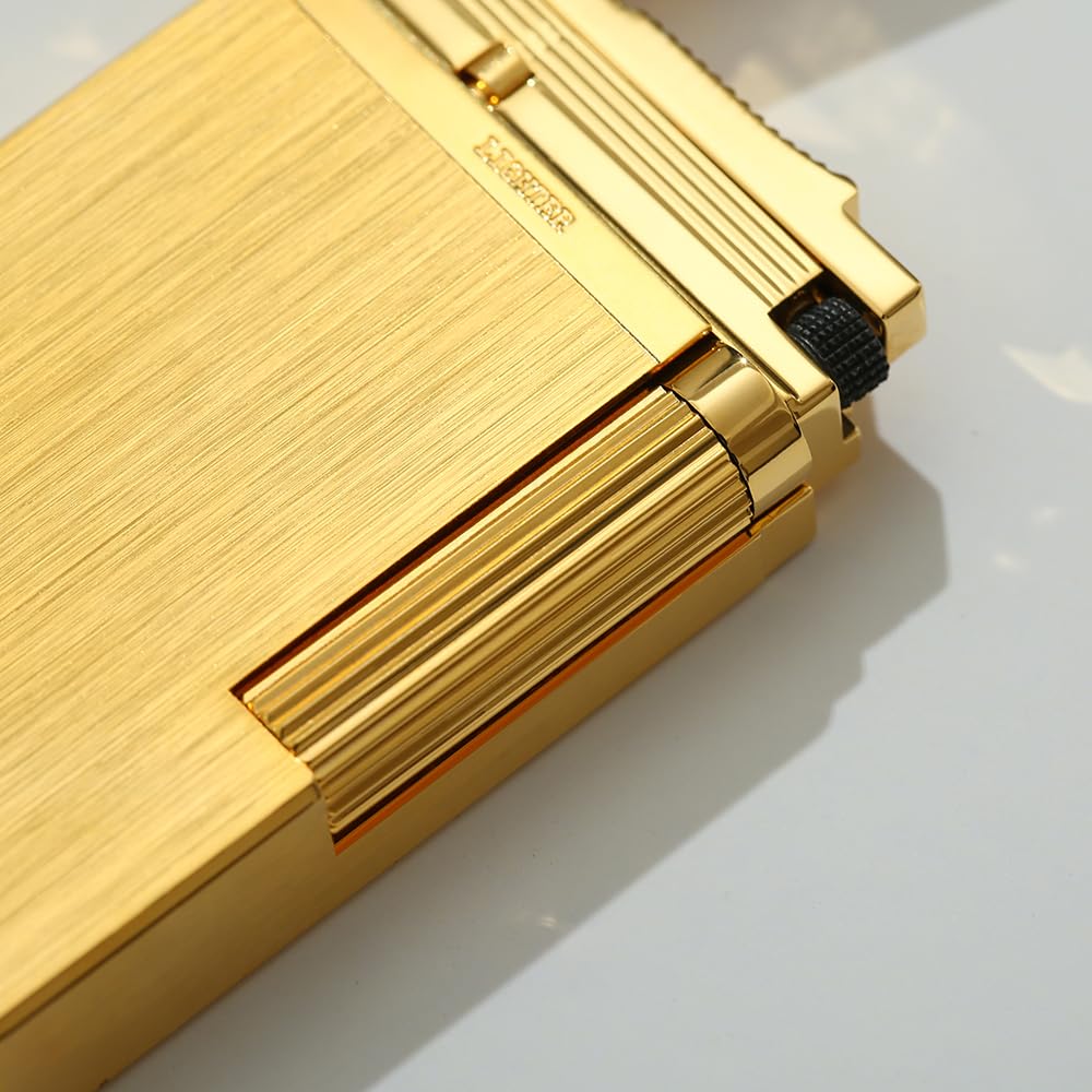 Premium Brass Lighter, Adjustable Soft Flame, Classic Ping Sound, Elegant Gift for Men, Father, Husband, Boyfriend (Gold)