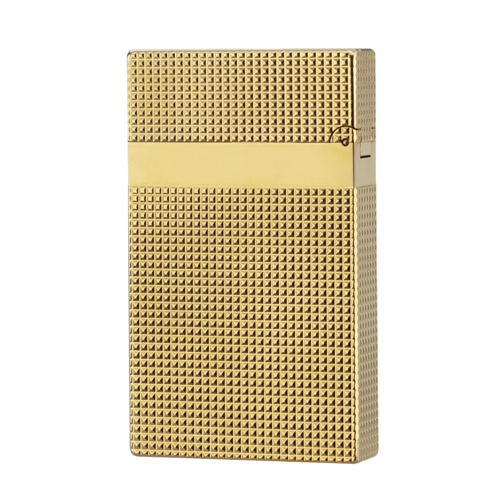Classic Diamond Head Lighter, Ligne 2 Lighters, Adjustable Soft Flame, Ping Sound, Gift for Men Dad Boyfriend (Gold Single Flame)