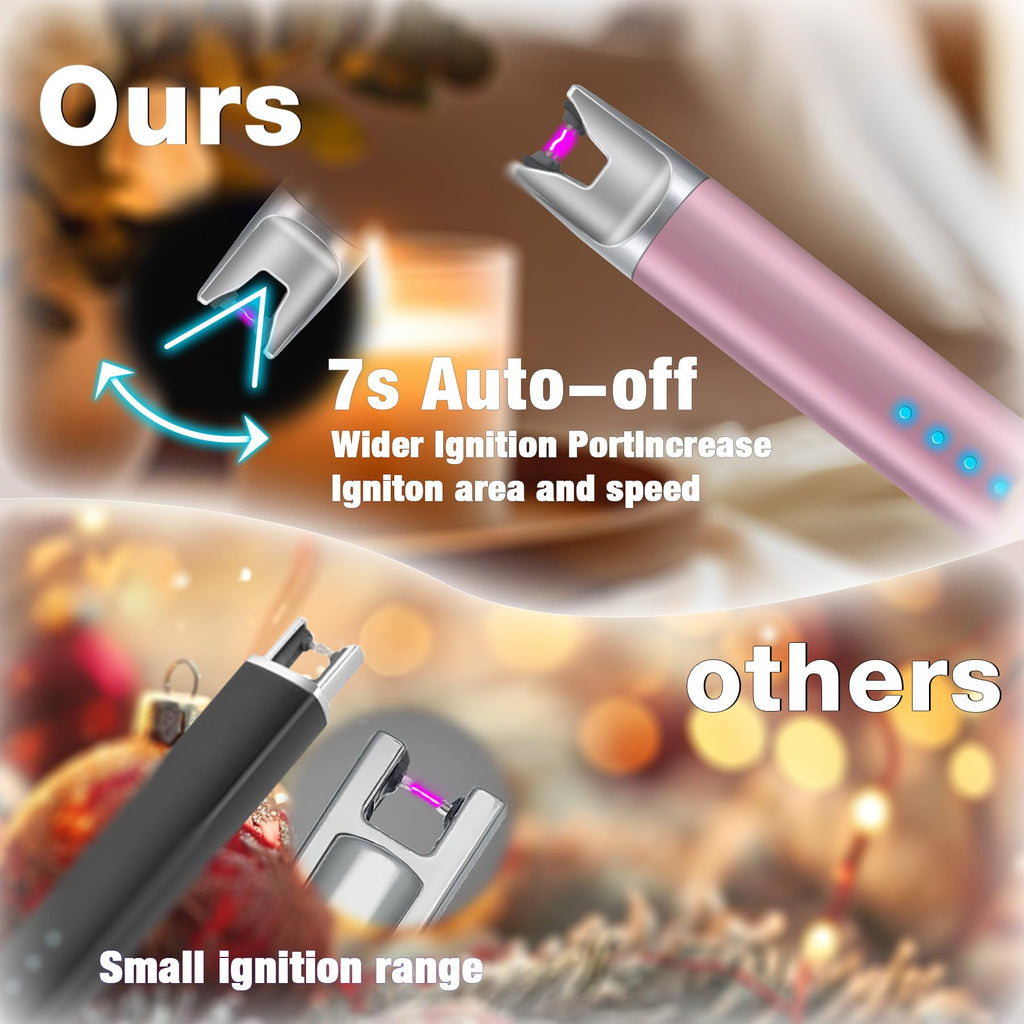 2 Pack Electric Candle Lighter USB Rechargeable Lighters Windproof Plasma Arc Lighters Flameless Type C Long Lighter with Safety Switch for Candle BBQ Camping Birthday Fireworks